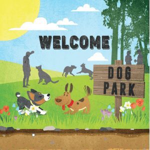 dog park art welcome sign