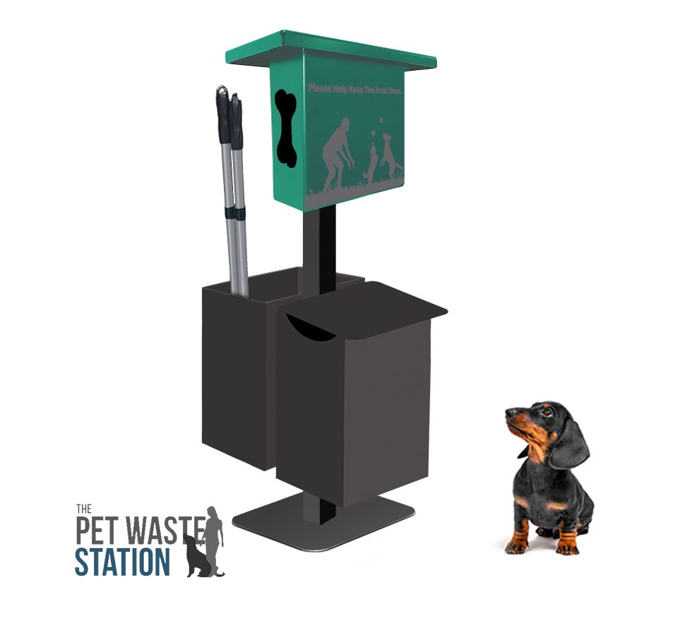 pet waste station with pooper scooper surface mount